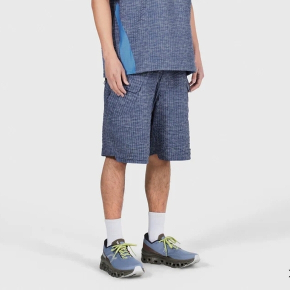 Pleasures Mens Shorts Blue Oval Tactical Cargo Shorts Check Pattern Size Medium - Picture 14 of 15